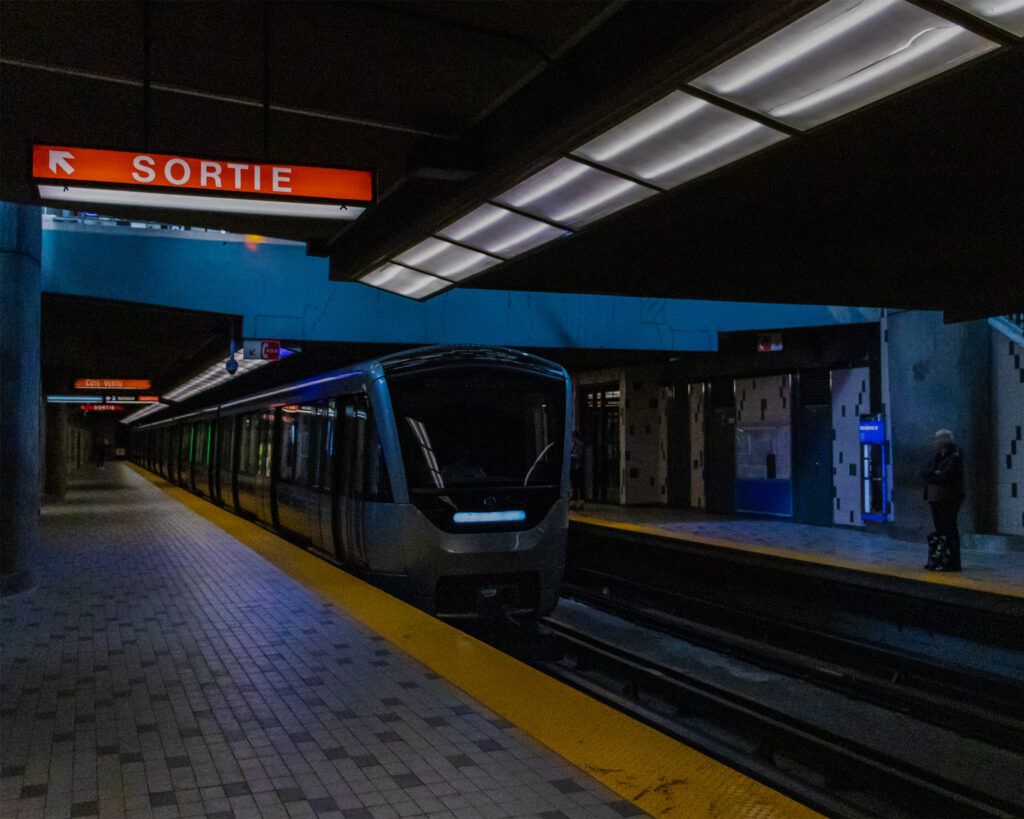 photo of Montreal's metro with a fluorescent feel