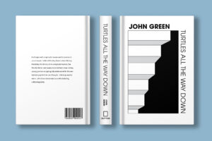 book cover mockup on a blue background